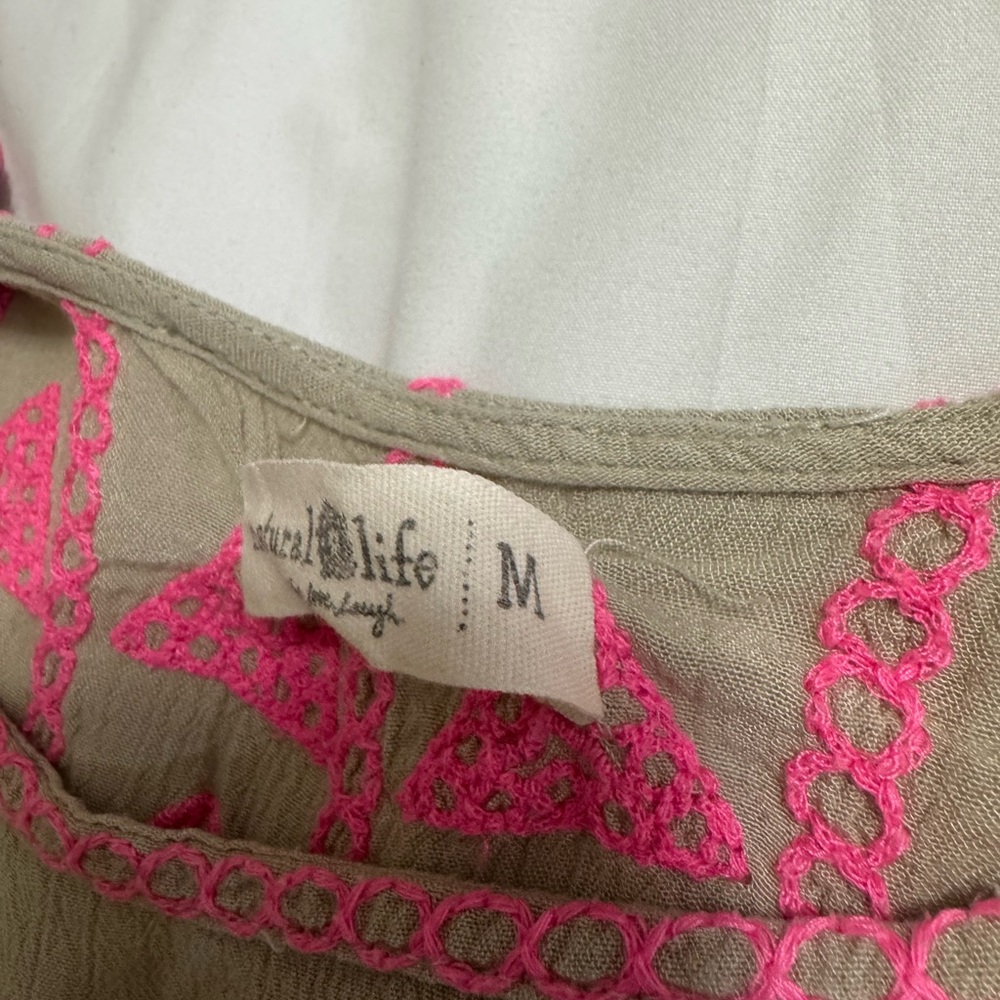 natural life Pink and Tan Embroidered Blouse - Picture 2 of 5
